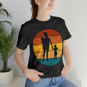 Retro Sunset Mother and Daughter Silhouette T-Shirt