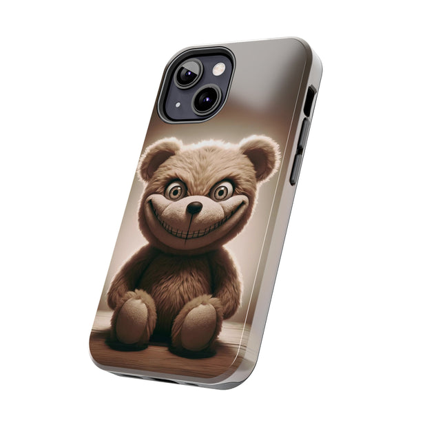 Whimsical Menace: Soft Maniacal Teddy Bear Cell Phone Case