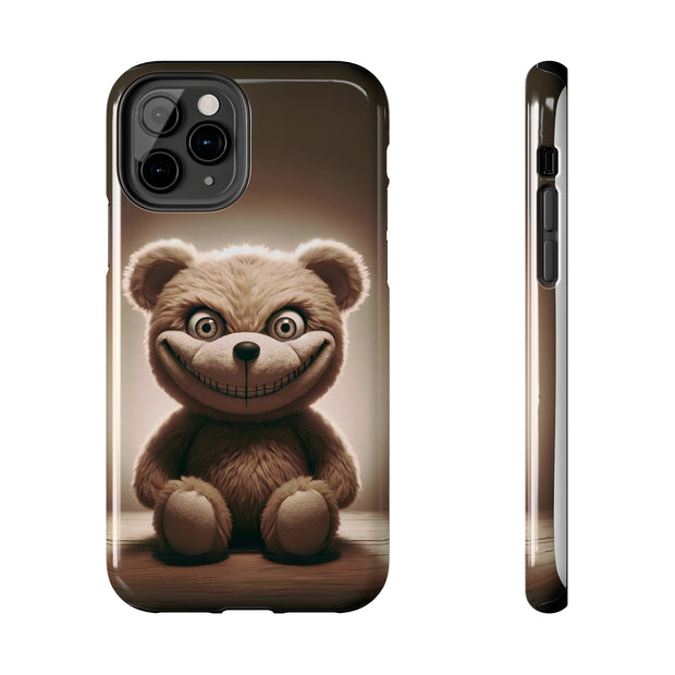 Whimsical Menace: Soft Maniacal Teddy Bear Cell Phone Case