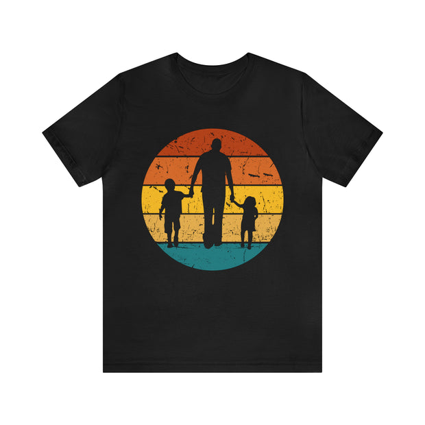 Retro Sunset Father and Children Silhouette T-Shirt