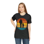 Retro Sunset Father and Child Silhouette T-Shirt