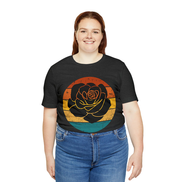 Retro Sunset Rose Silhouette T-Shirt